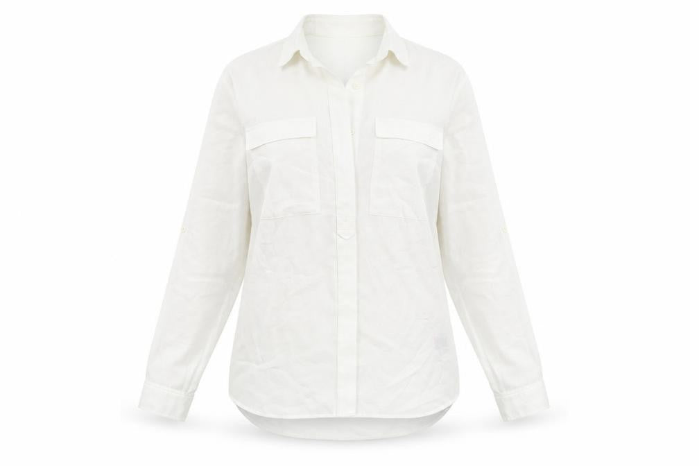 NEXT Womens Ivory Polyester Basic Blouse Size 8 Collared