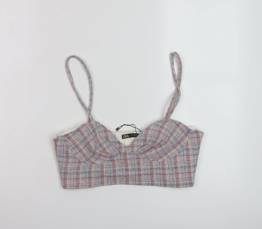Zara Womens Pink Cotton Cropped Tank Size M Sweetheart