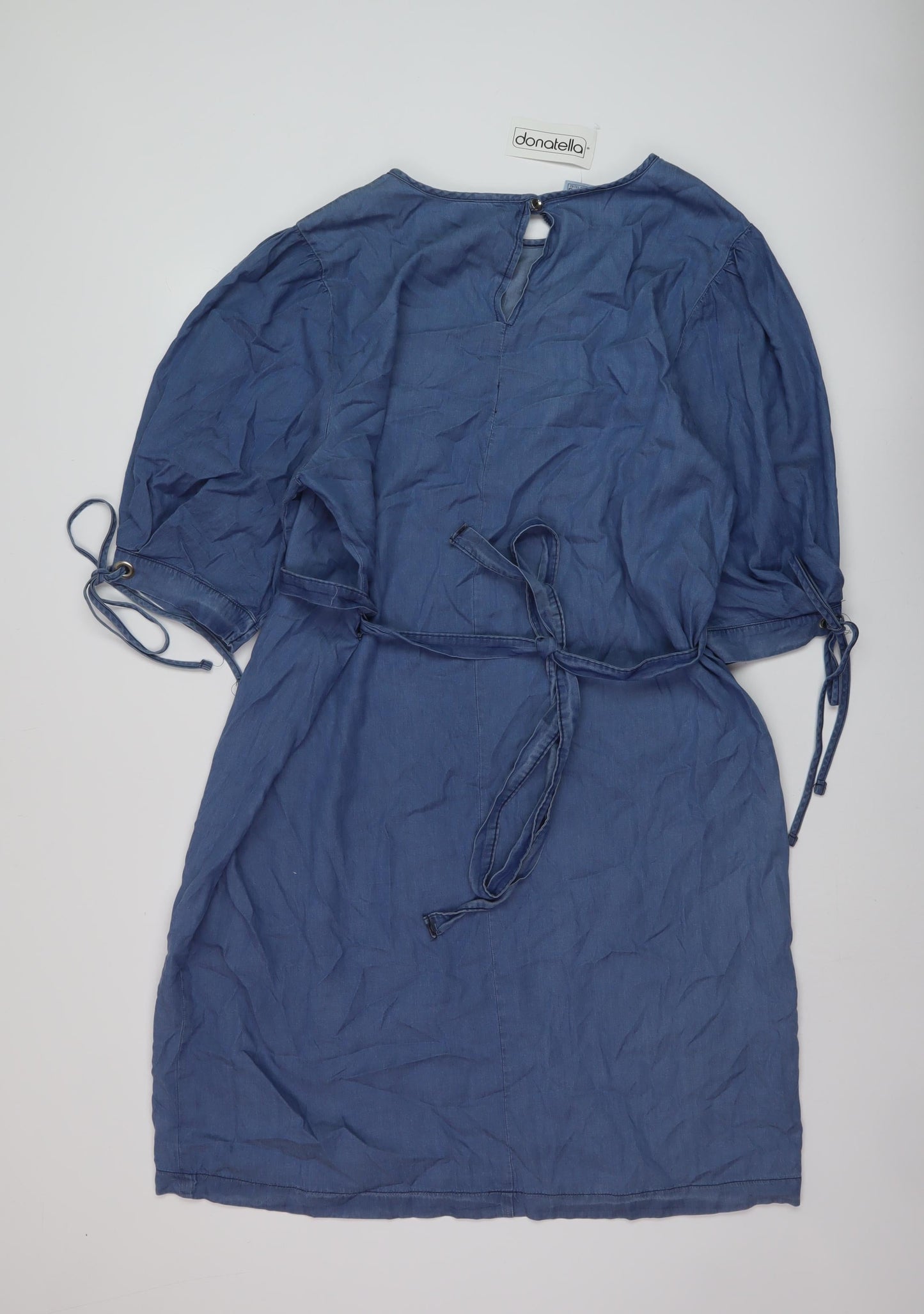 Donatella Womens Blue Lyocell A-Line Size 18 Round Neck Pullover
