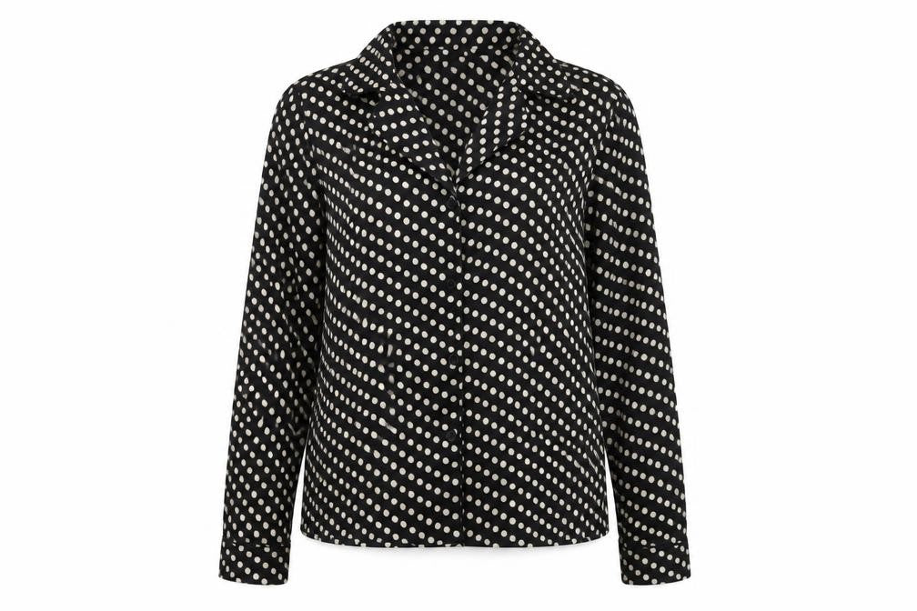 Boohoo Womens Black Polka Dot Polyester Basic Blouse Size 6 V-Neck