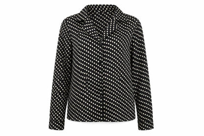 Boohoo Womens Black Polka Dot Polyester Basic Blouse Size 6 V-Neck