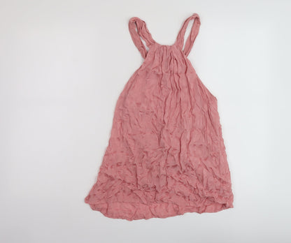 Zara Womens Pink Animal Print Polyester Basic Tank Size S Round Neck