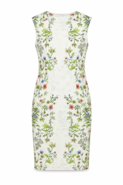 Next Womens Multicoloured Floral Polyester Sheath Size 10 Round Neck Zip