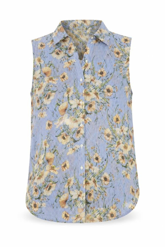 H&M Womens Black Floral Polyester Basic Tank Size 8 Collared