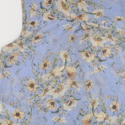 H&M Womens Black Floral Polyester Basic Tank Size 8 Collared
