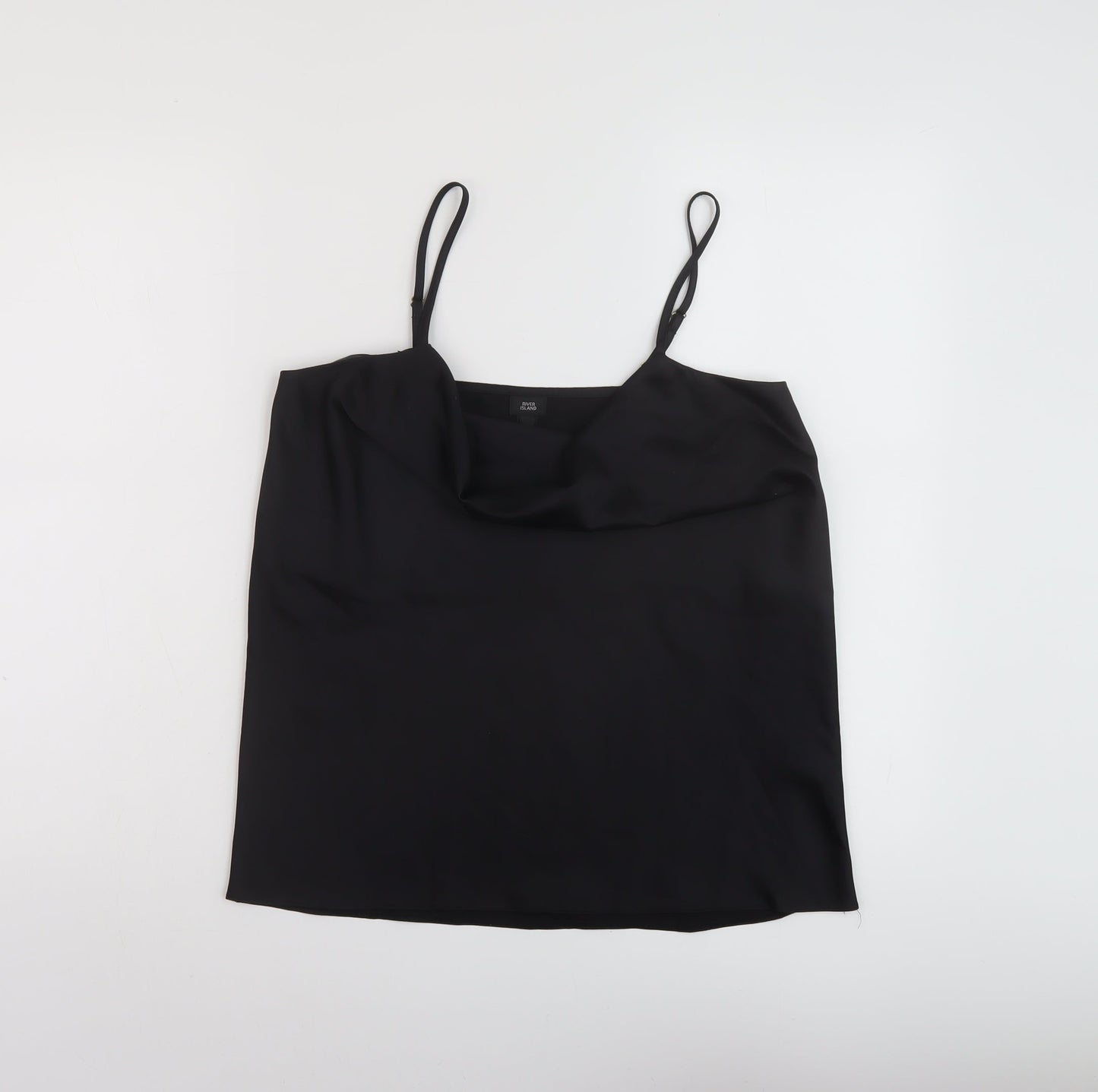 River Island Womens Black Polyester Basic Tank Size 8 Cowl Neck