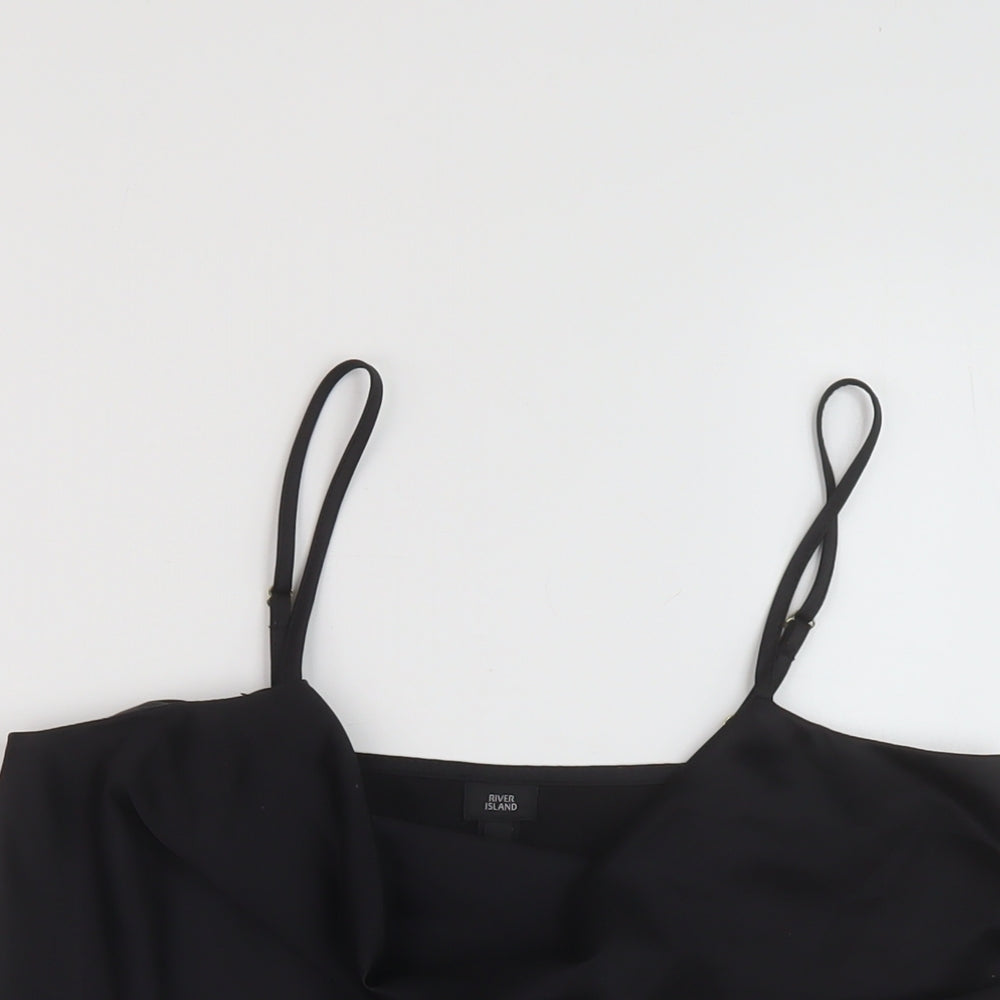 River Island Womens Black Polyester Basic Tank Size 8 Cowl Neck
