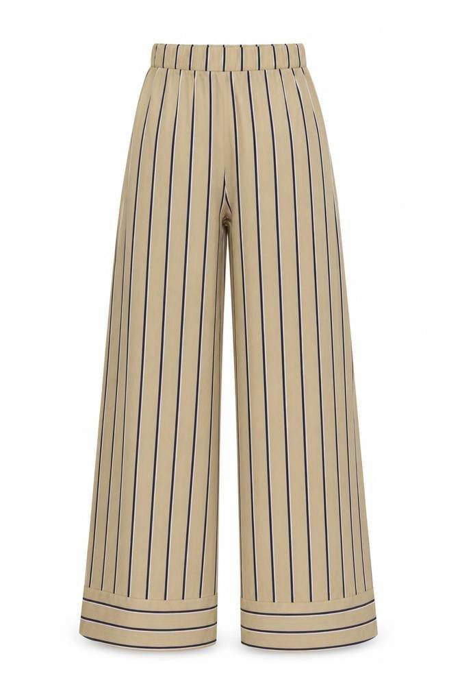 Missguided Womens Beige Striped Polyester Trousers Size 6 L31 in Regular