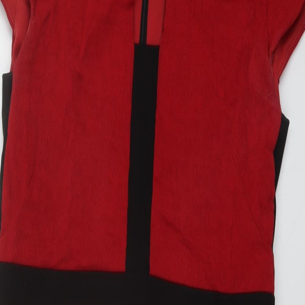 Damsei Womens Red Viscose Sheath Size 12 V-Neck Zip