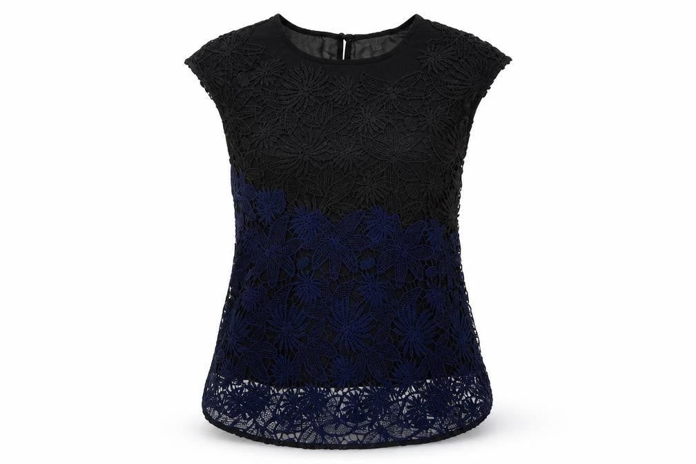 Adiva Womens Black Geometric Polyester Basic T-Shirt Size S Round Neck