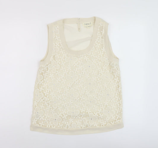 Nexty Womens Ivory Floral Polyester Basic Tank Size 10 Round Neck
