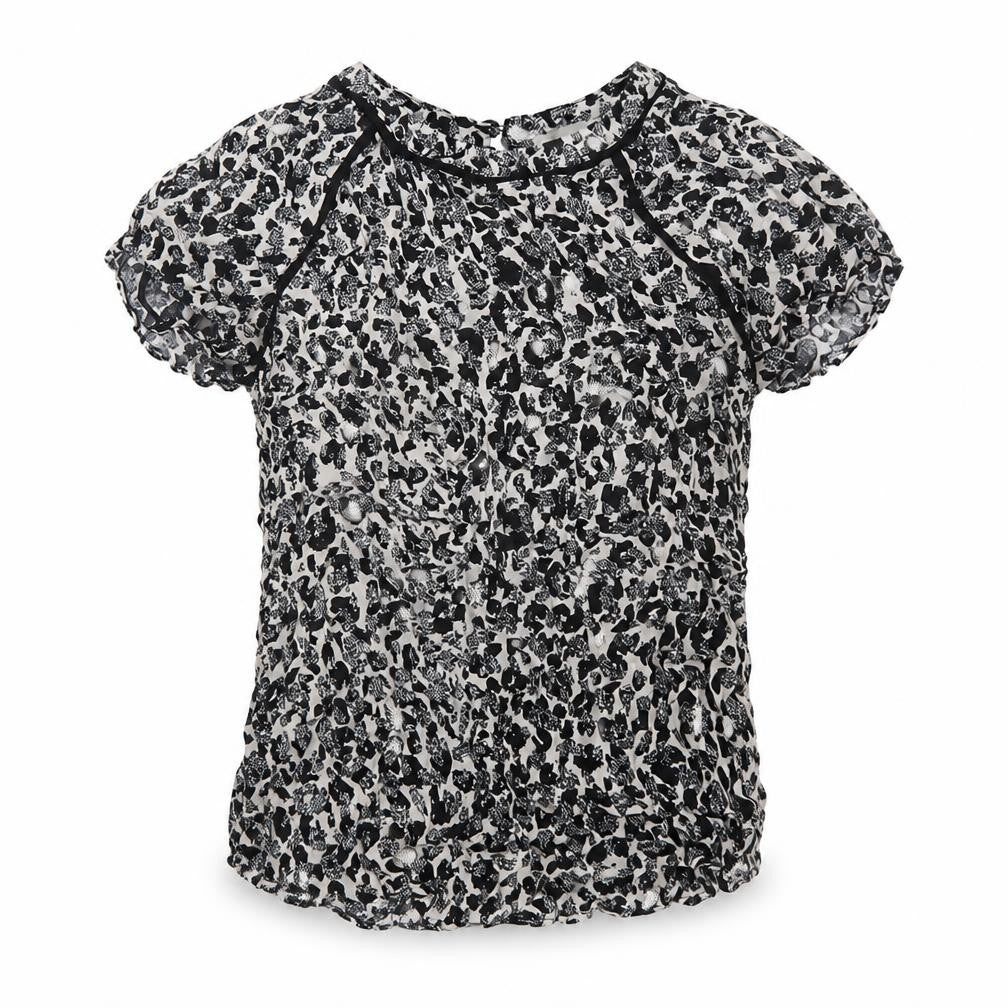 Louche Womens Black Geometric Viscose Basic T-Shirt Size 8 Round Neck