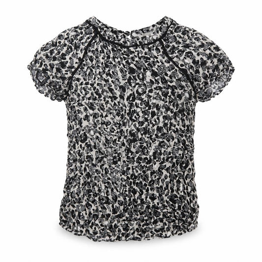 Louche Womens Black Geometric Viscose Basic T-Shirt Size 8 Round Neck