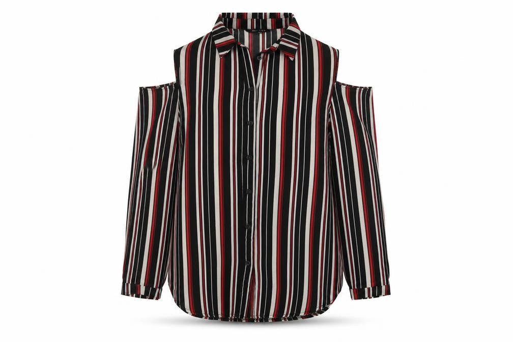 New Look Womens Multicoloured Striped Polyester Basic Blouse Size 10 Collared