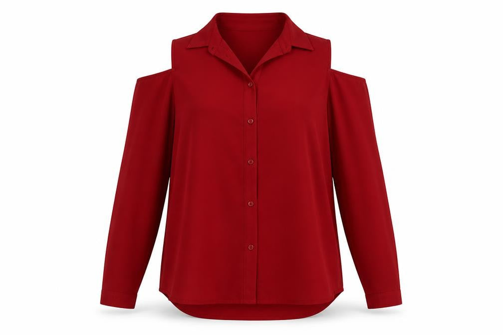 New Look Womens Red Polyester Basic Blouse Size 10 Collared