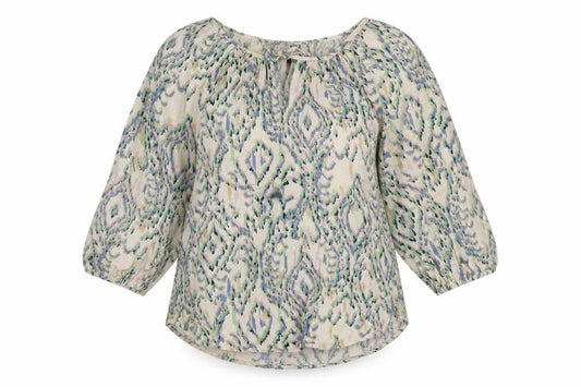 Marks and Spencer Womens Pink Geometric Linen Basic Blouse Size 10 Round Neck