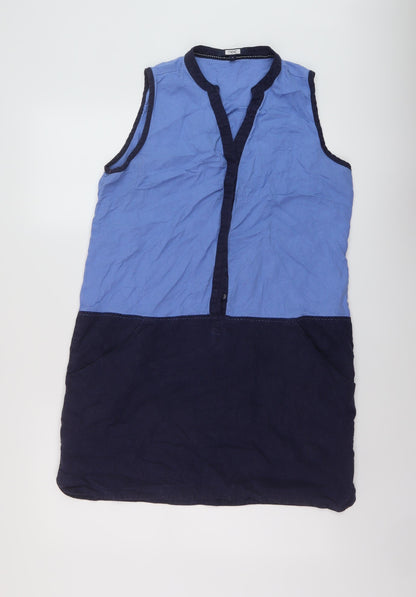 Next Womens Blue Viscose A-Line Size 14 V-Neck Button