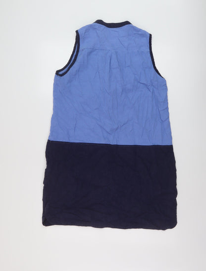 Next Womens Blue Viscose A-Line Size 14 V-Neck Button