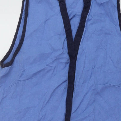 Next Womens Blue Viscose A-Line Size 14 V-Neck Button