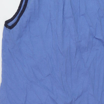 Next Womens Blue Viscose A-Line Size 14 V-Neck Button