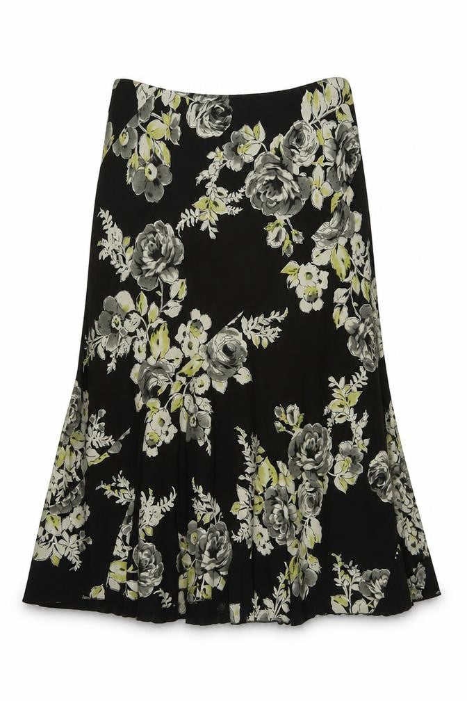 Marks & Spencer Womens Beige Floral Viscose A-Line Skirt Size 12
