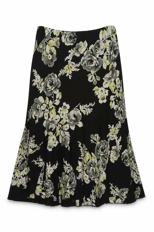 Marks & Spencer Womens Beige Floral Viscose A-Line Skirt Size 12