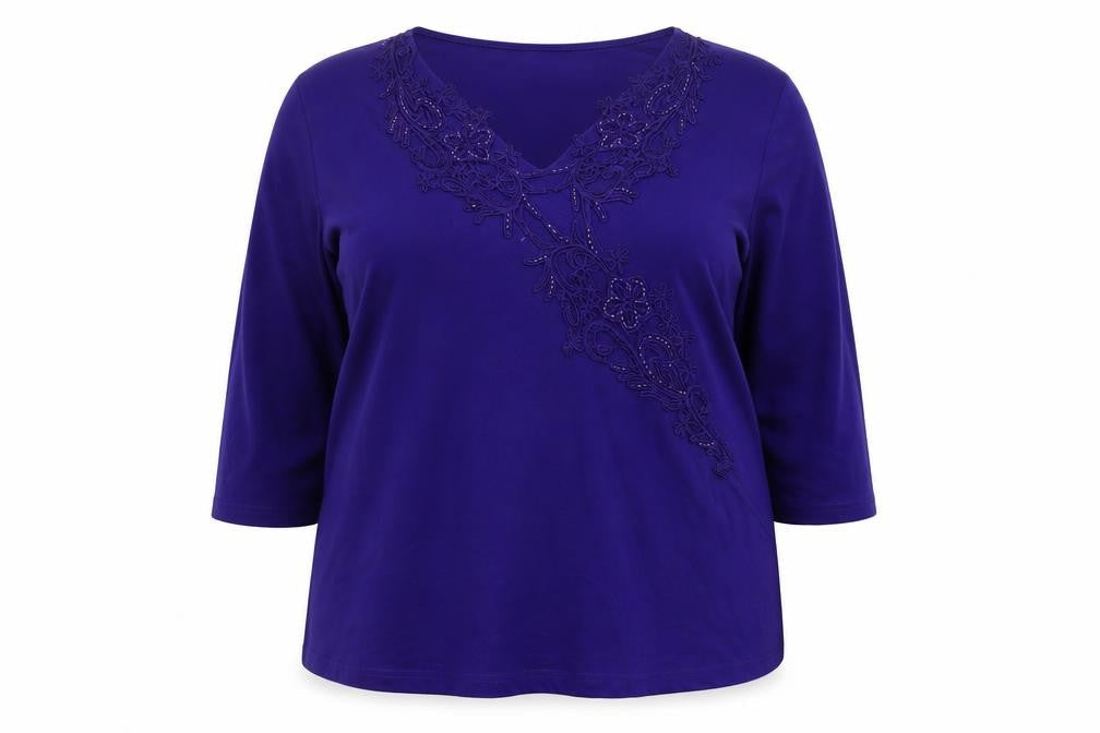 Heather Valley Womens Blue Viscose Basic Blouse Size 20 V-Neck
