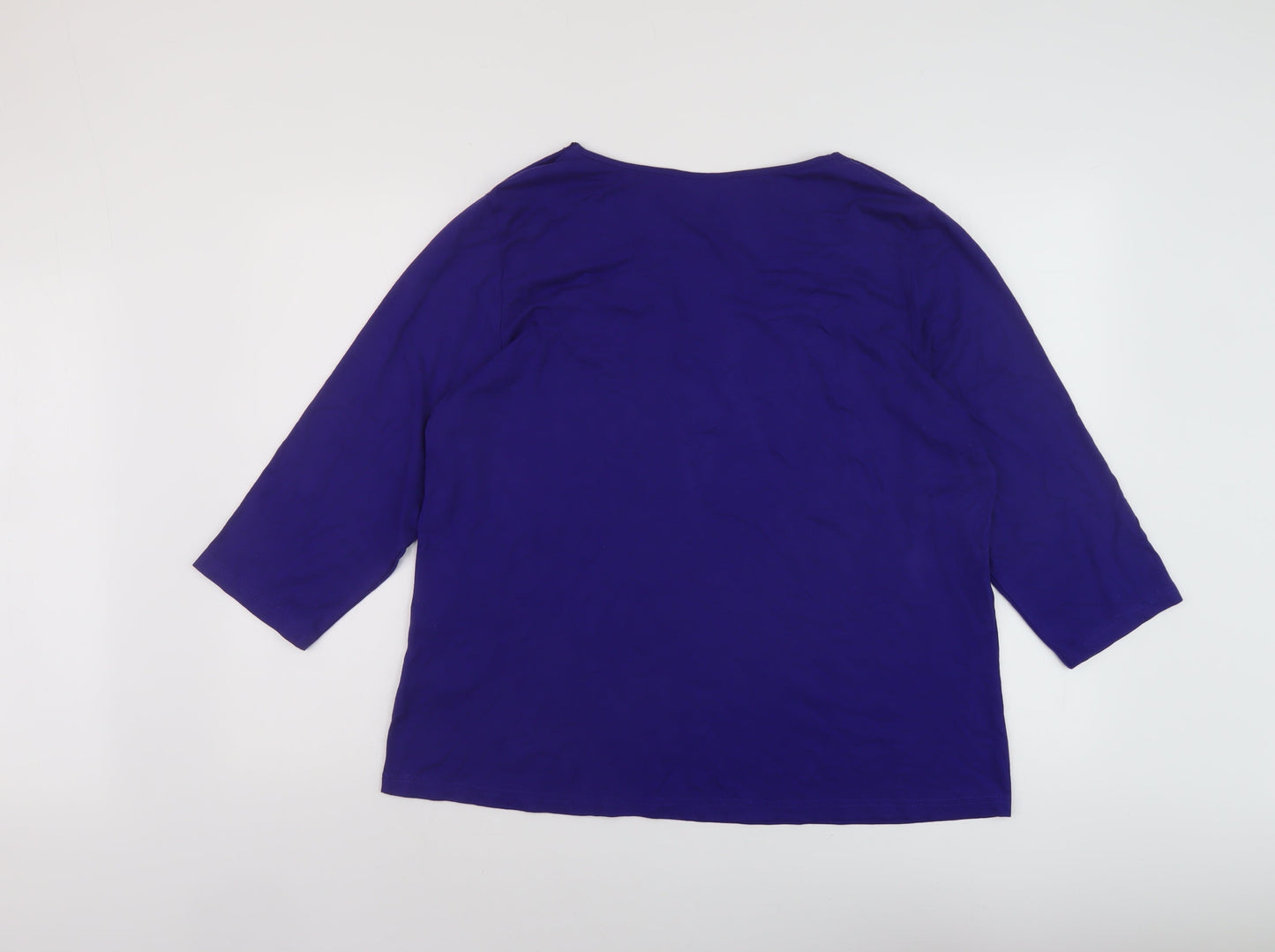 Heather Valley Womens Blue Viscose Basic Blouse Size 20 V-Neck