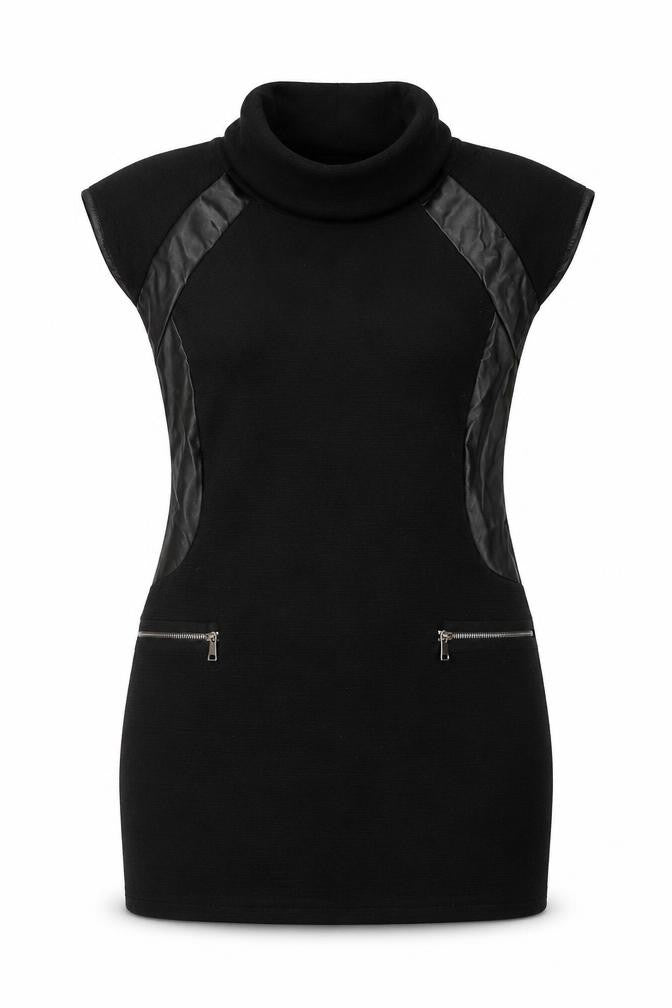 Quiz Womens Black Polyester Mini Size 10 Roll Neck Pullover