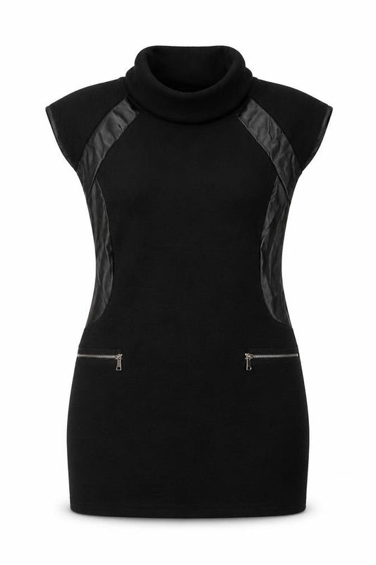 Quiz Womens Black Polyester Mini Size 10 Roll Neck Pullover