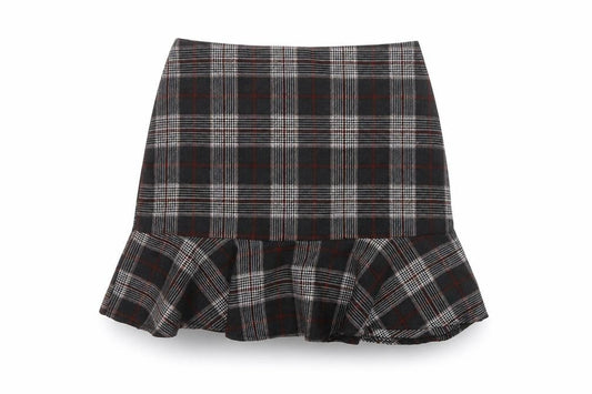 Parisian Signature Womens Grey Plaid Polyester A-Line Skirt Size 10 Zip