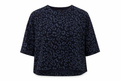 Marks & Spencer Womens Blue Animal Print Polyamide Basic Blouse Size 16 Round Neck