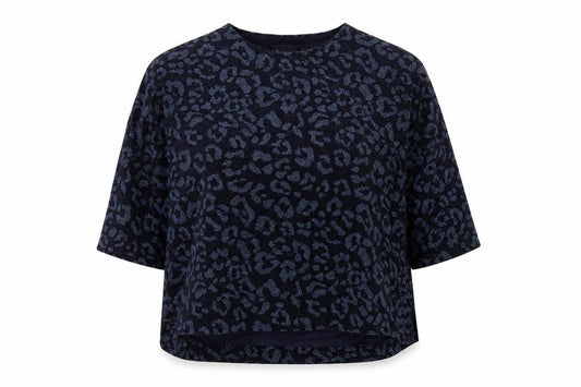 Marks and Spencer Womens Blue Animal Print Polyamide Basic Blouse Size 16 Round Neck