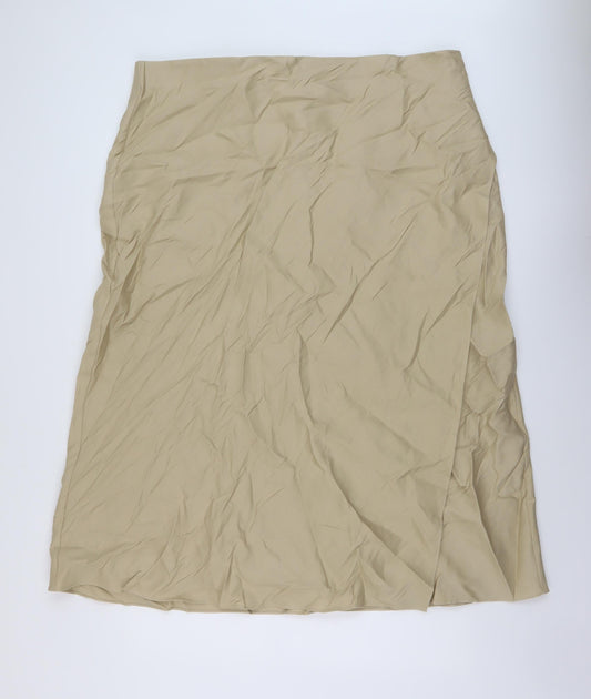 Marks and Spencer Womens Beige Polyester A-Line Skirt Size 24 Zip