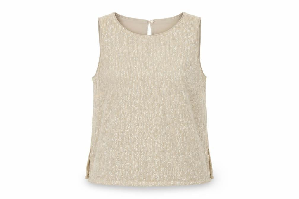 Marks & Spencer Womens Beige Polyester Basic Tank Size 12 Round Neck