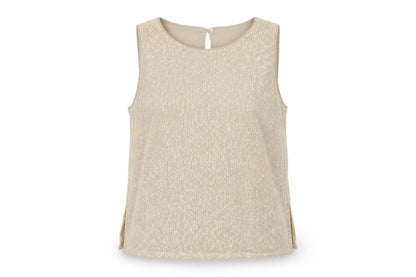 Marks & Spencer Womens Beige Polyester Basic Tank Size 12 Round Neck