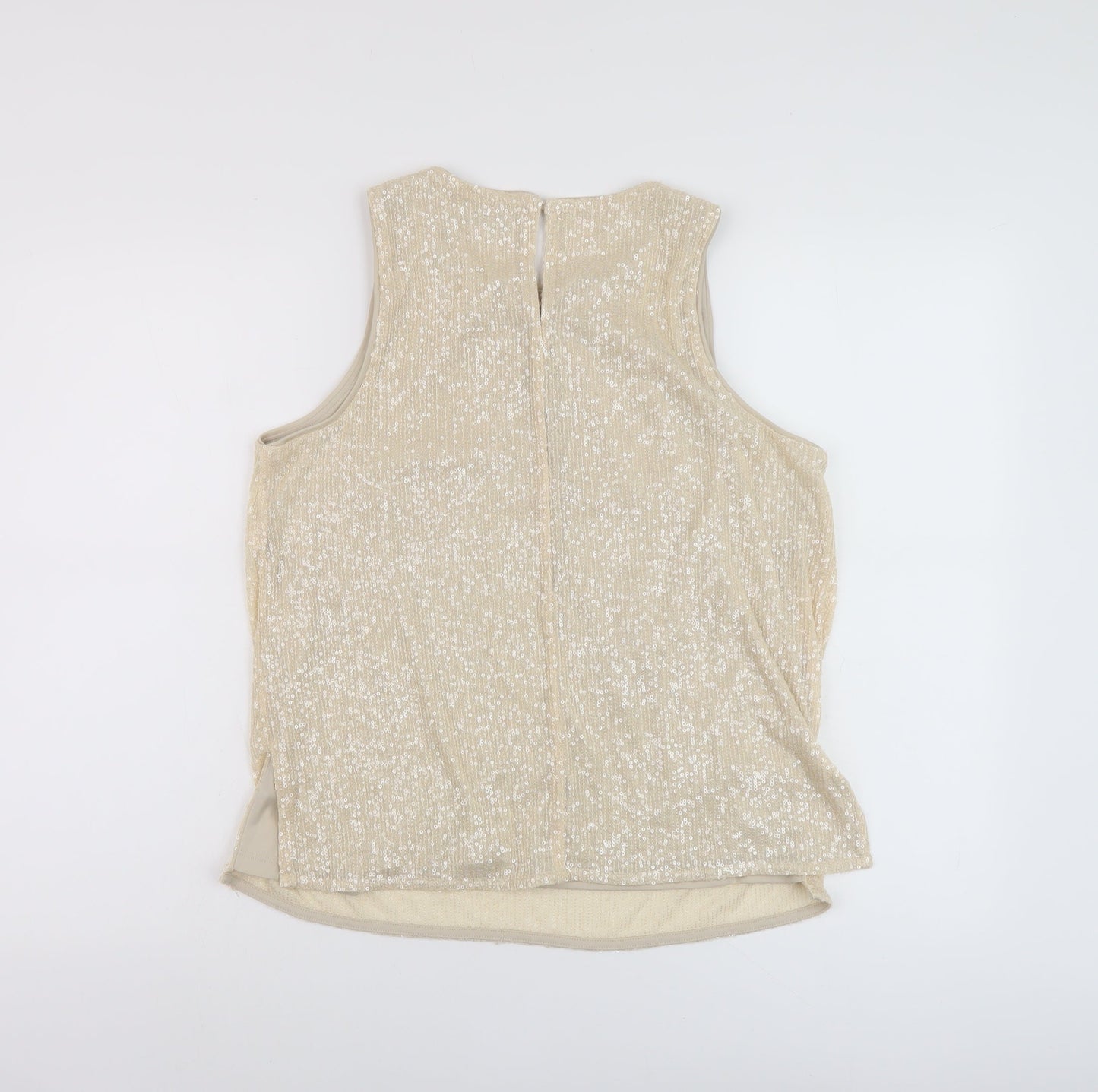 Marks and Spencer Womens Beige Polyester Basic Tank Size 12 Round Neck