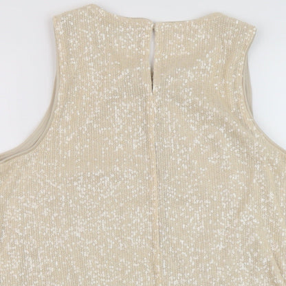 Marks & Spencer Womens Beige Polyester Basic Tank Size 12 Round Neck