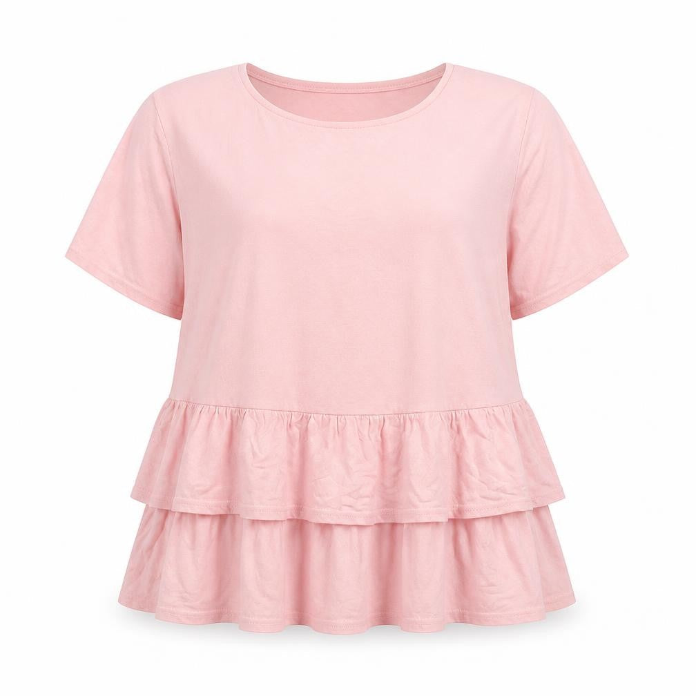 New Look Womens Pink Viscose Basic T-Shirt Size 16 Crew Neck