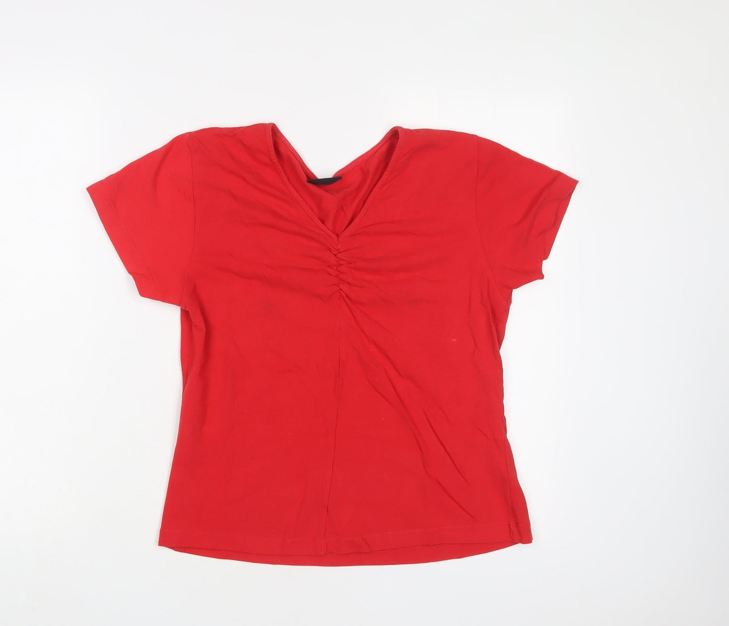 Giani Bernini Womens Red Herringbone Cotton Basic T-Shirt Size M V-Neck