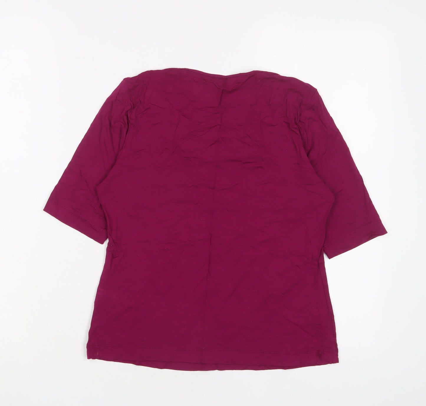 Marks and Spencer Womens Purple Viscose Basic T-Shirt Size 6 Scoop Neck