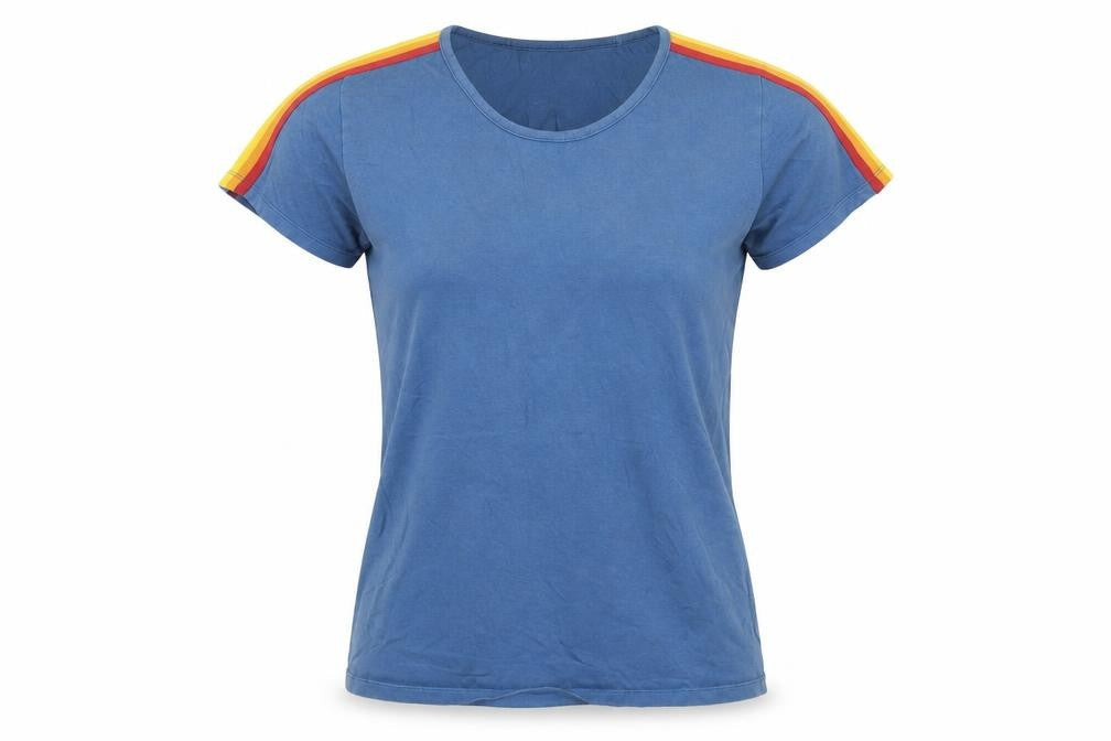 Howies Womens Blue Striped Cotton Basic T-Shirt Size XS Crew Neck