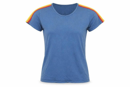 Howies Womens Blue Striped Cotton Basic T-Shirt Size XS Crew Neck