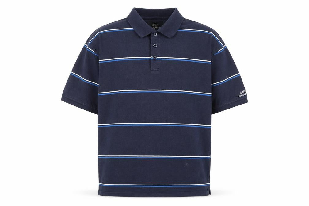 Cypress Point Mens Blue Striped Cotton Polo Size L Collared Button