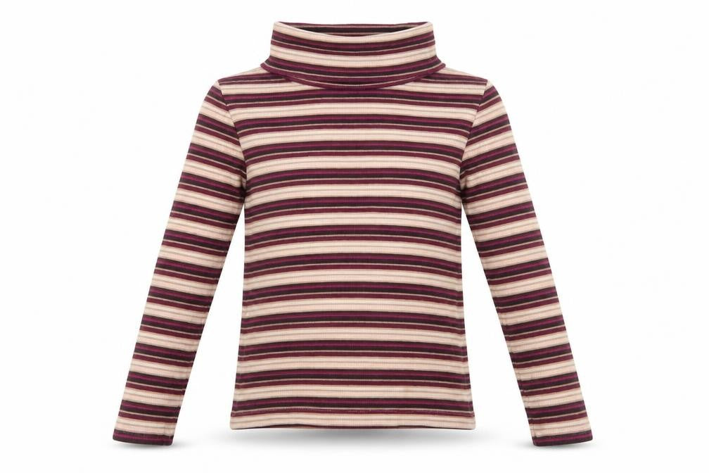 NEXT Girls Purple Striped Cotton Basic T-Shirt Size 5 Years Roll Neck Pullover