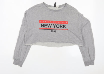 H&M Womens Grey Cotton Pullover Sweatshirt Size M Pullover - New York