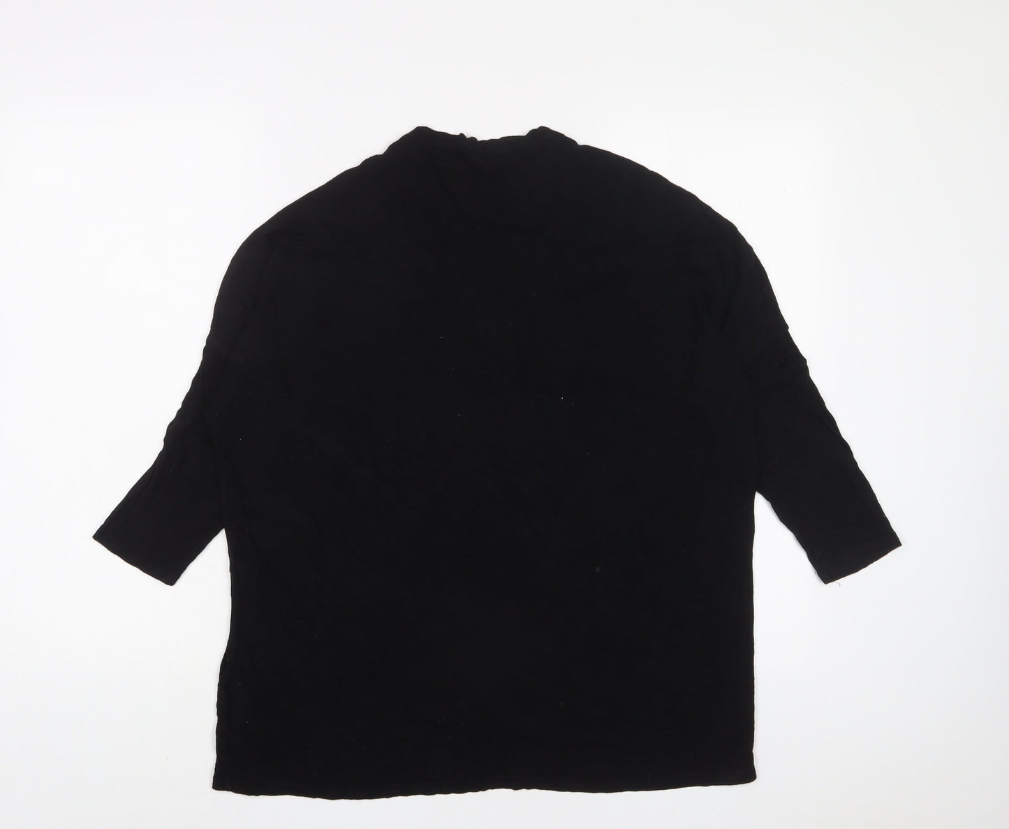 New Look Womens Black Viscose Basic T-Shirt Size 14 V-Neck - Keyhole neck