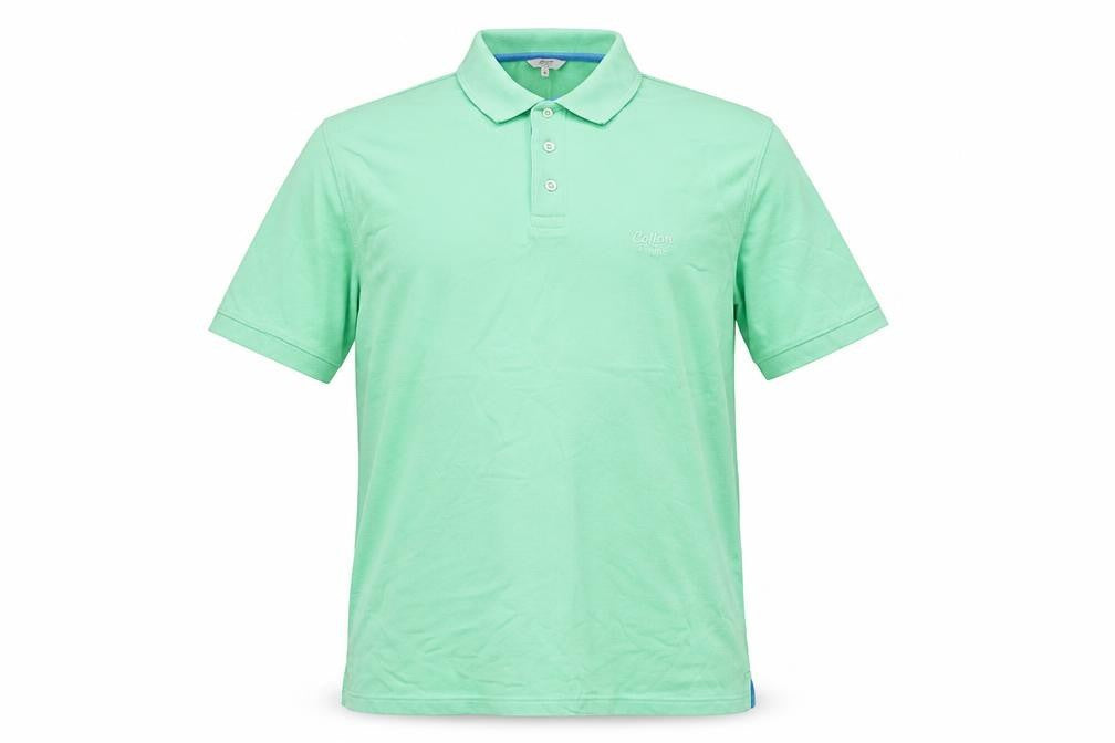 Cotton Traders Mens Green Cotton Polo Size M Collared Button - Logo, Embroidered