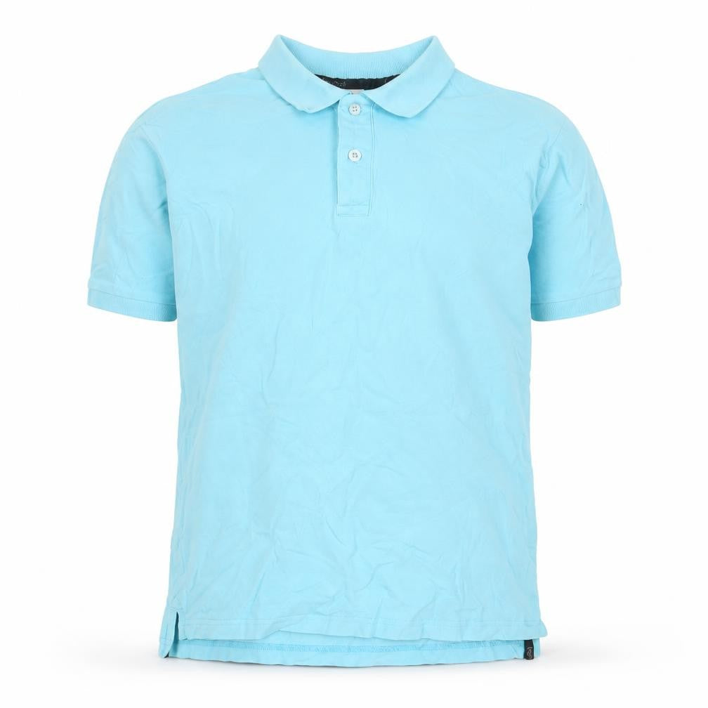 LAPASA Mens Blue Cotton Polo Size M Collared Button