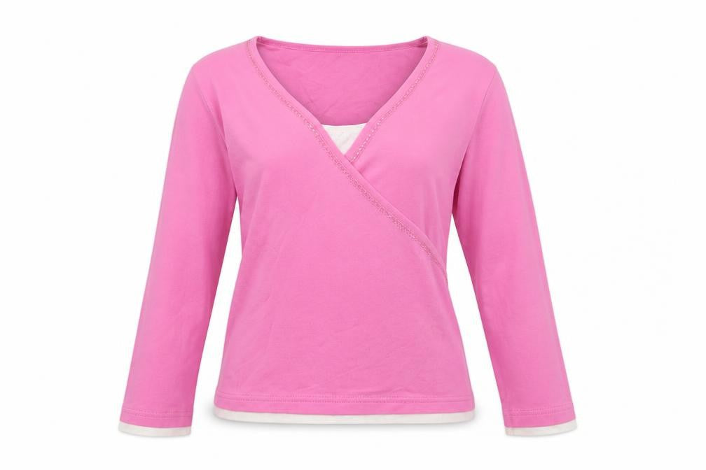 Opal mSyone Womens Pink Cotton Basic T-Shirt Size 14 V-Neck